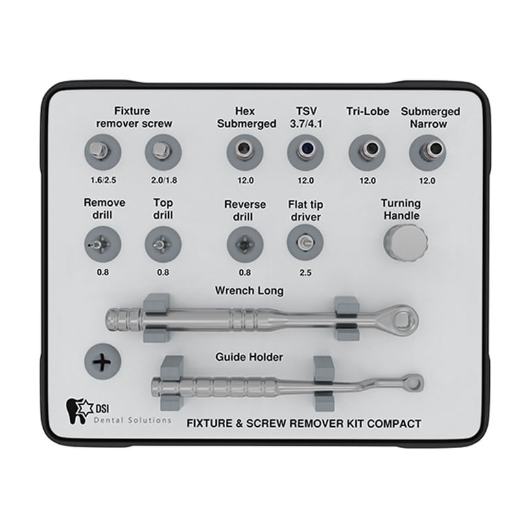 DSI Сompact Fixture and Screw Removal Kit. Includes: 2 x implant remover screw Ø1.6/1.8mm, 2 x