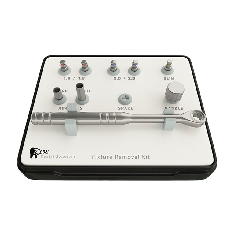 DSI FR Fixture Removal Kit. Includes: 2 x implant remover screw Ø1.6/1.8mm, 2 x implant remover