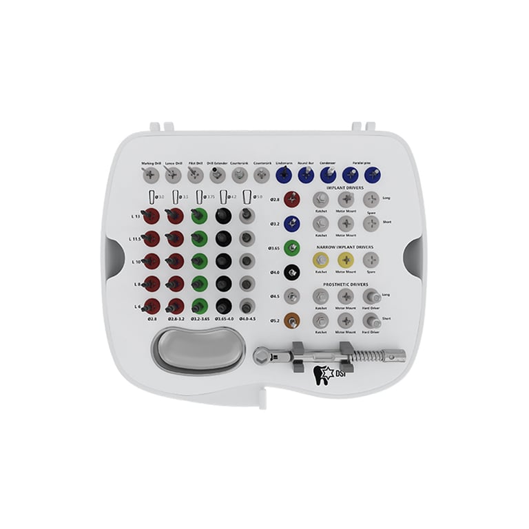 DSI Professional Surgical Kit. Includes: DLC Step&Stop drills Ø2.0-2.8mm, Ø2.8-3.2mm, Ø3.2-3.65mm