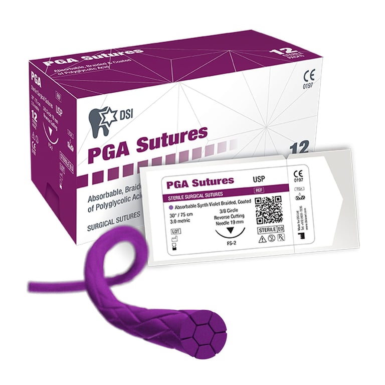 DSI 2/0, 30" (75cm) Polyglycolic Absorbable Braided, Coated, Violet, Synthetic, Sterile Suture