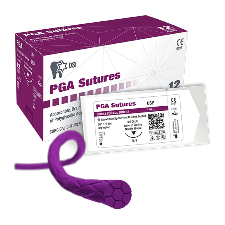 DSI 4/0, 30" (75cm) Polyglycolic Absorbable Braided, Coated, Violet, Synthetic, Sterile Suture