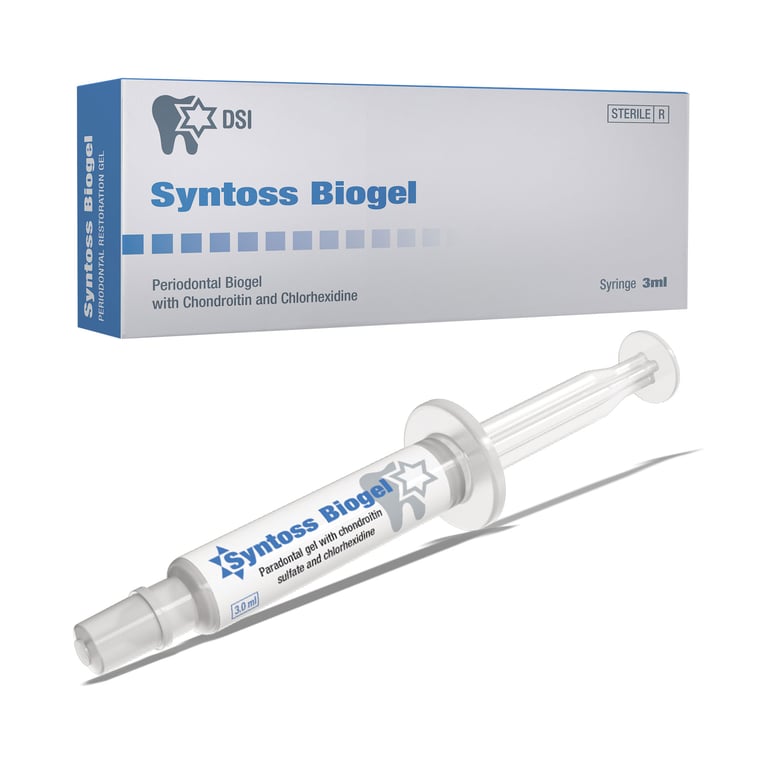 DSI Syntoss Biogel Oral Periodontal Gel with Chondroitin and Chlorhexidine, 3mL Syringe, 1/Pk