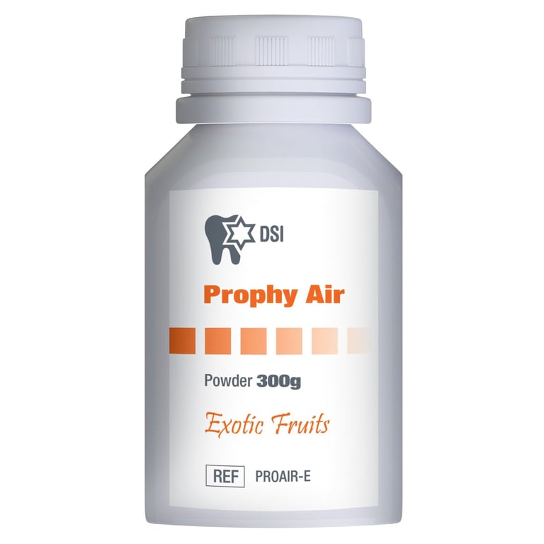 Prophy Air Prophylaxis Powder, Exotic Fruits, 300g Bottle, 1/Pk. Lifts biofilm and extrinsic