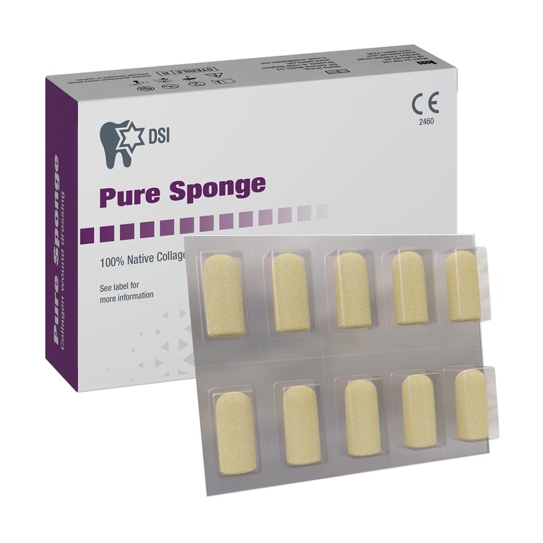 Pure Sponge 10mm x 20mm, 100% Collagen Plug, Box of 10, Blister Pack. **This product can only be