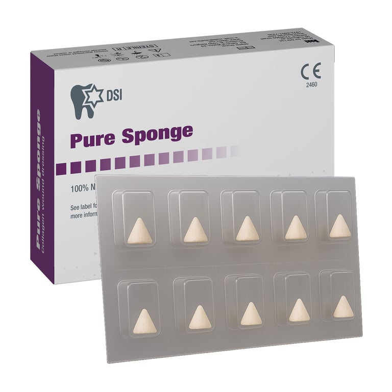 Pure Sponge Absorbable Bovine Collagen, Short Cone Ø4mm x 7mm, Blister Pack of 10. Sterile, type I