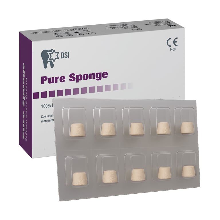Pure Sponge 8mm x 7mm 100% Collagen Plug, Box of 10, Blister Pack **This product can only be