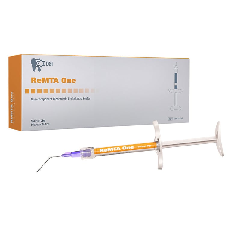 ReMTA One One-Component Bioceramic Endodontic Sealer, 2g Syringe and Tips. Features excellent