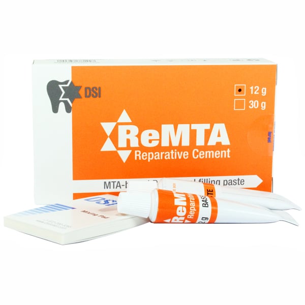 ReMTA Endodontic Sealer Root Canal Filling Material Paste, 2 Tubes/Box. Contains: 7.2g base, 4.8g