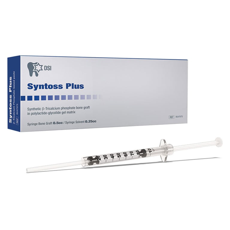 Syntoss Plus Synthetic Beta-TCP Gel, 0.5cc Syringe & 0.25cc Solvent Syringe. Micro-porous