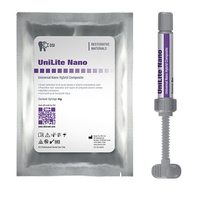 UniLite Nano Light-Cured Radiopaque Nano-Hybrid Universal Composite, Bleach, 4g Syringe, 1/Pk