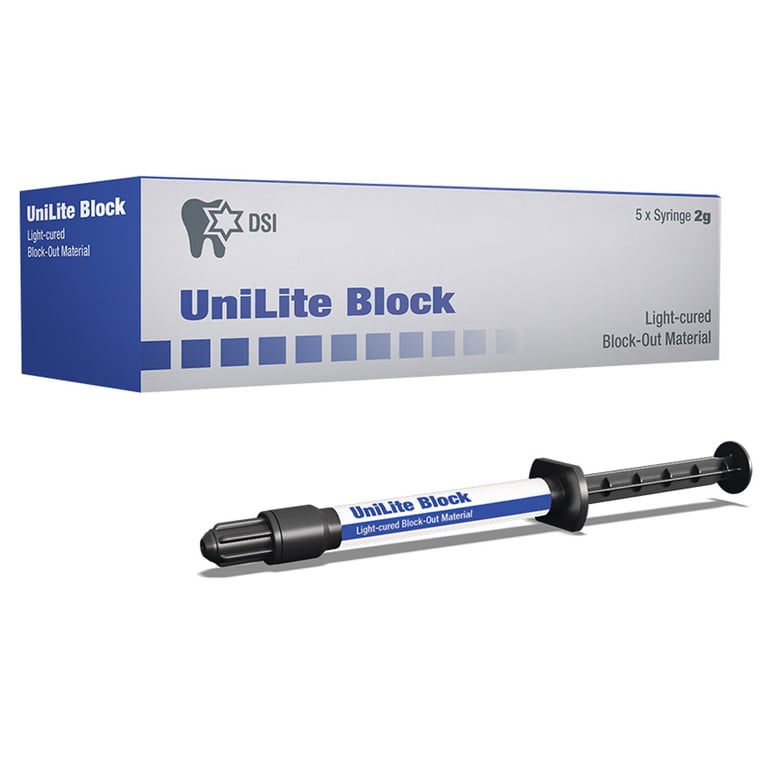UniLite Light-Cured Block-Out Resin, 5 x 2g Syringes & 10 Tips. Viscous resin material