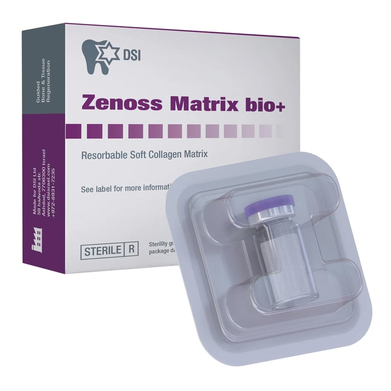 Zenoss Matrix Bio+ Resorbable Soft Collagen Matrix, Large 20mm x 30mm, 1/Pk. Packaged in a sterile