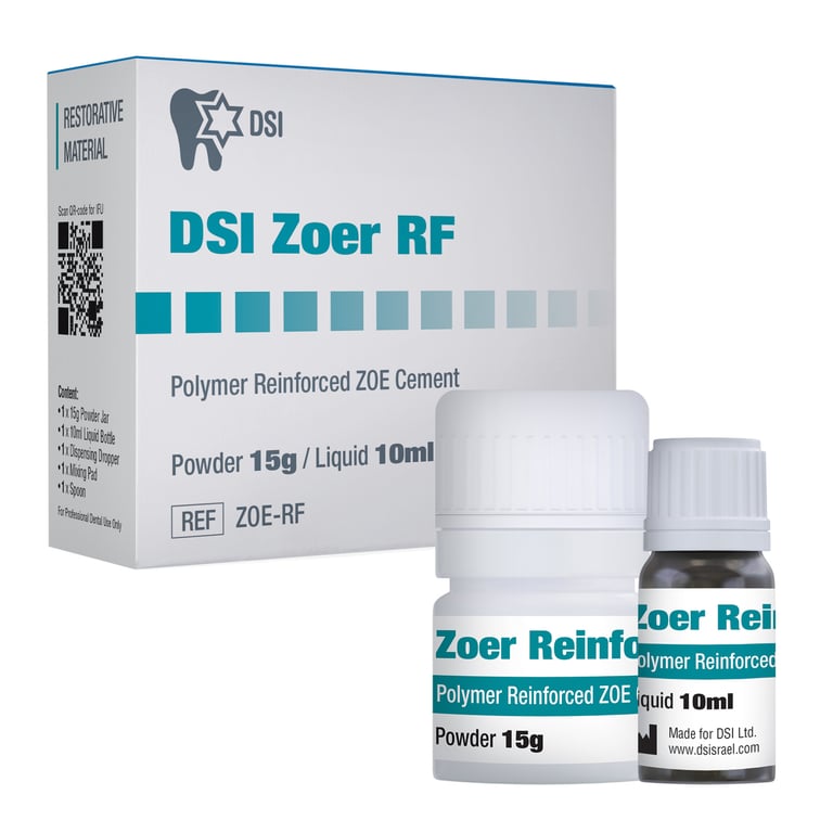 Zoer RF Reinforced IRM Kit, Single Kit. Includes: 15g powder, 10ml liquid, spoon, mixing pad