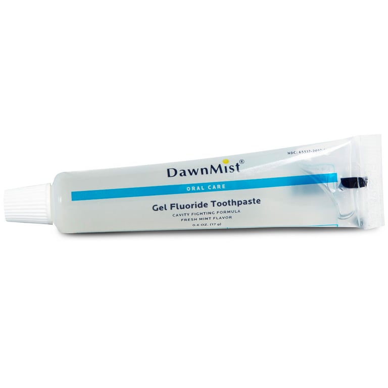 DawnMist Toothpaste, .6oz Tube, 144/Case. Contains cavity fighting fluoride. Clear gel and tube