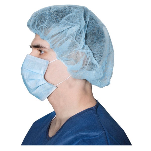 Dukal Bouffant Cap, Blue, 24", 100/Box. Made of Spunbonded polypropylene material