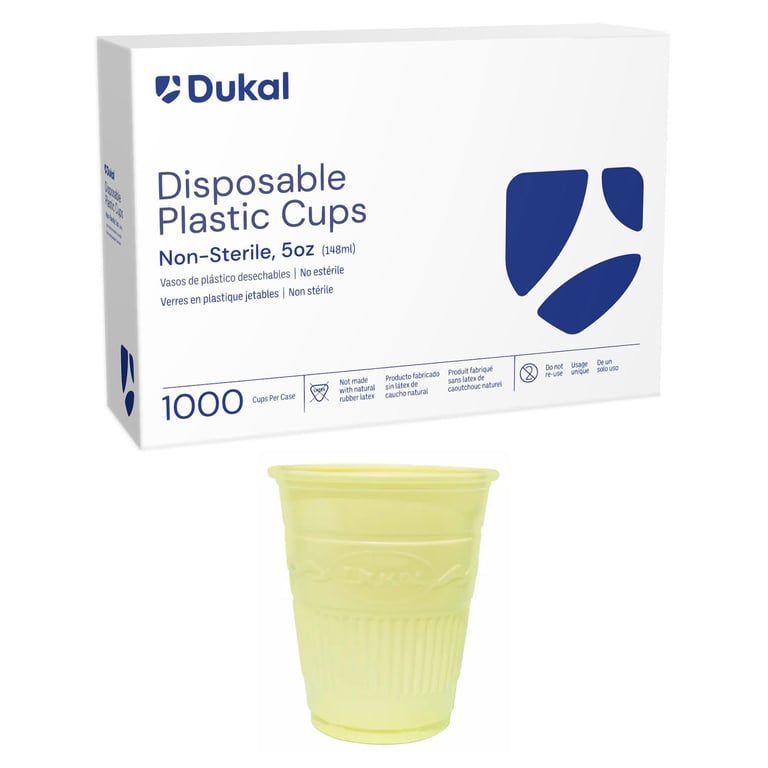 Dukal Yellow 5 oz. Plastic Cups, Case of 1000