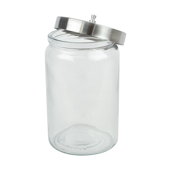 Tech-Med 7" H X 4.5" D Glass Sundry Jar, Stainles