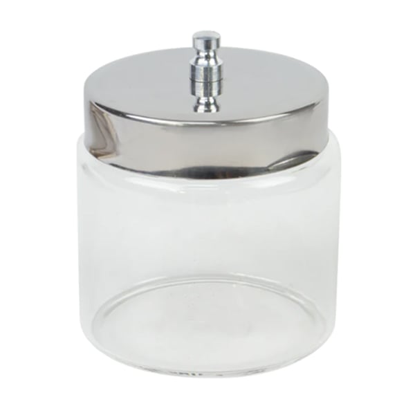 Tech-Med 3" H x 3" D Glass Dressing Jar, Stainless Steel Lid, 1/Pk. Provides exam room storage