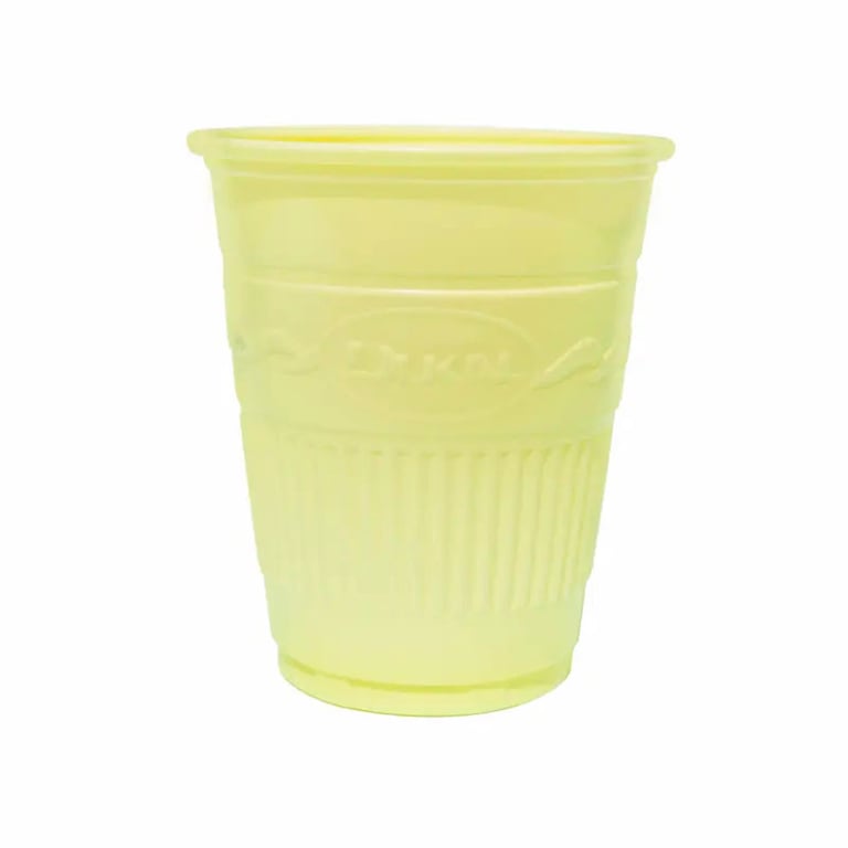 UniPACK Disposable Plastic Cups 5 oz. Yellow, 1000/Case. Rolled Edge and Ribbed sidewalls