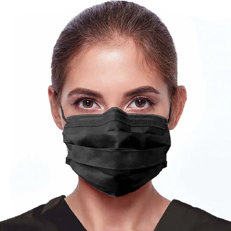 UniPACK BlackCat Earloop Face Mask, Black, 50/Box. Excellent breathability. 4-layer 4-fold. Ultra