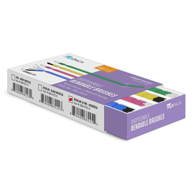 UniPACK Disposable Bendable Brush Applicator, Snap-Off Handles, Assorted 6" Long, 100/Box