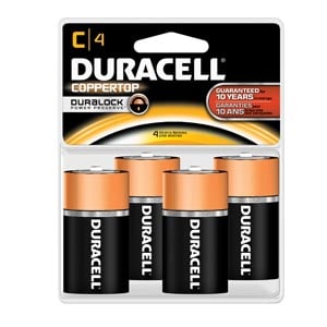 DURACELL Battery, Alkaline, Size C, 72 per case (UPC# 13848)