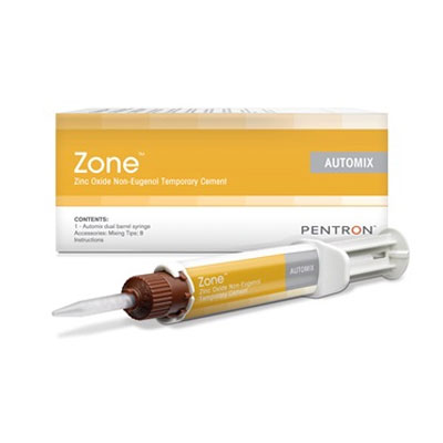 Zone Non-Eugenol Temporary Cement - Regular Shade 4 Gm. Automix Syringe & 8 Mixing Tips