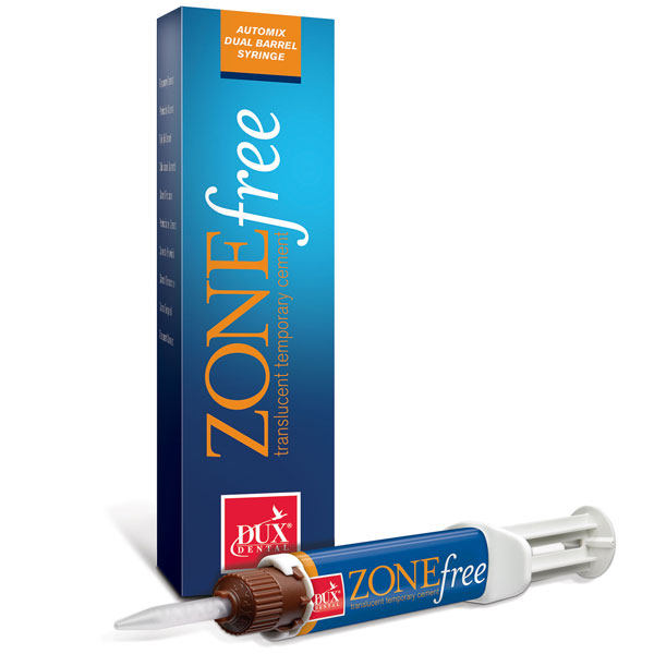 ZONEfree Temporary Cement, 3.2 Gm. Automix Syringe & 8 Mixing Tips. New generation of translucent