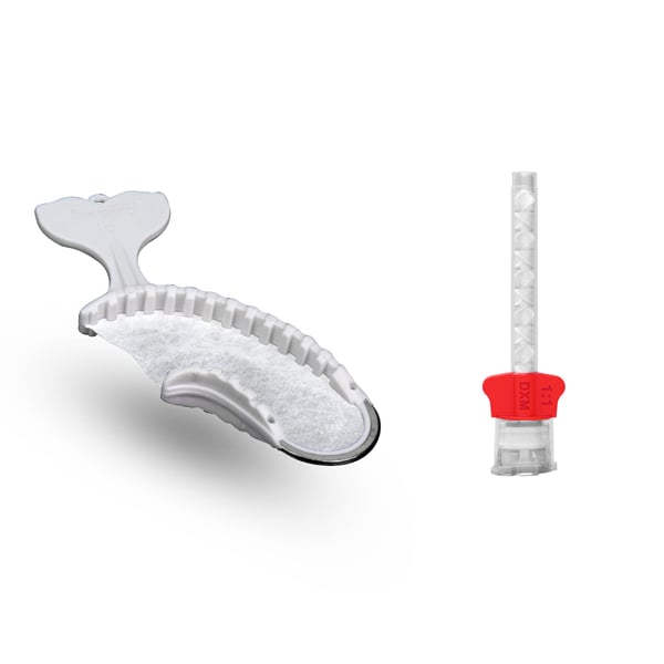 DIBT 30 Quadrant Stainless-Steel Bite Trays with 48 Medium Body Mixing Tips. Disposable bite
