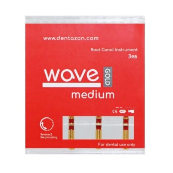 Wave Gold Endodontic File 21mm #25-0.07 (Medium) 3/Pk. Reciprocating (counter-clockwise: 150°