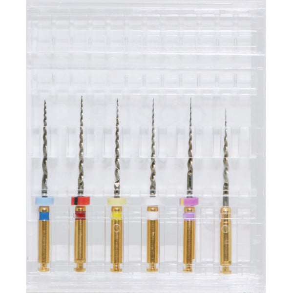 Taper Gold Endodontic File 21mm-assorted, 6/Pk. Includes one of each size