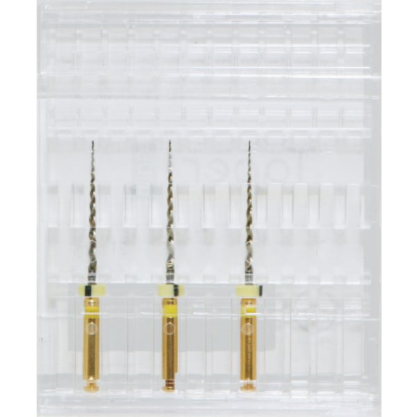 Taper Gold Endodontic File 21mm-f.1, 3/Pk. Tip Ø20/0.07% Taper. files are coated with special gold
