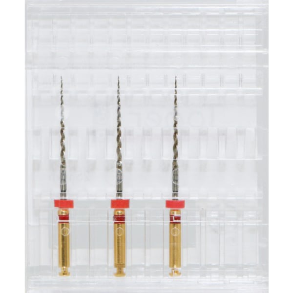 Taper Gold Endodontic File 25mm-f.2, 3/Pk. Tip Ø25/0.08% Taper. files are coated with special gold