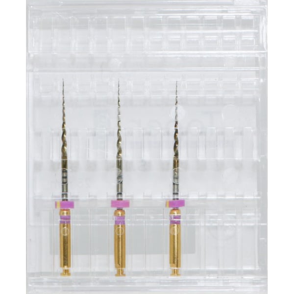 Taper Gold Endodontic File 25mm-s.1, 3/Pk. Tip Ø17/0.03%~0.09% Taper. files are coated