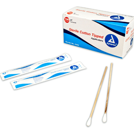 Dynarex 6" Cotton Tipped Applicators, Sterile, 2 swab packs wrapped in convenient peel-down pouch