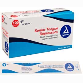 Dynarex Tongue Depressor, Adult 6" Sterile, 1 per pack, Box of 100