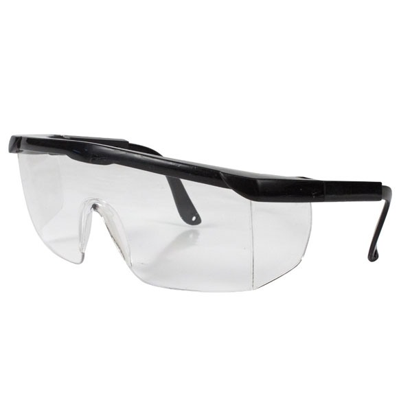 Dynarex Clear Safety Glasses with Black Frames, 50/Case. Provide protection from spills