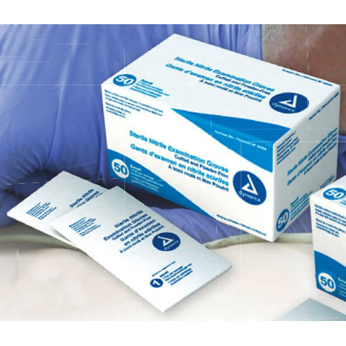 Dynarex Sterile Nitrile Exam Gloves - Small, 50 Pairs/Box, 8 Boxes/Case. Blue, Powder-Free