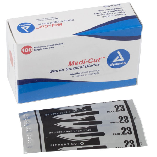 Medicut #23 Sterile Blades, 100/Bx. Stainless Ste