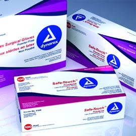 Safetouch PF Latex Exam Gloves: X-LARGE Powder-Free, Non-Sterile, Textured, Beaded Cuff. Box