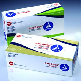 Safetouch PF Vinyl Exam Gloves: MEDIUM Powder-Fee, Non-Sterile, Smooth. Box of 100 Gloves