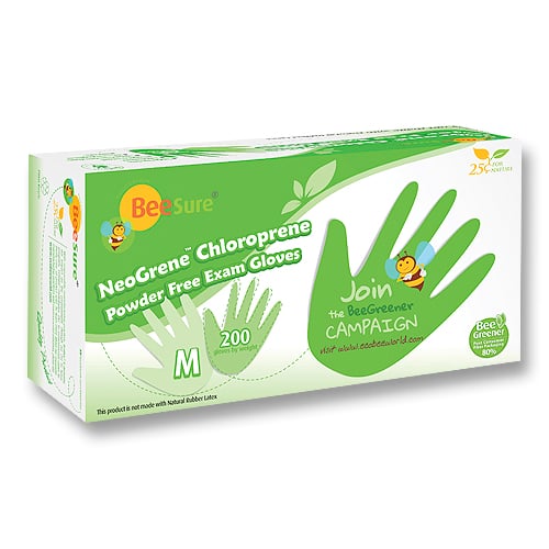 BeeSure NeoGrene Chloroprene, Medium, 200/PK, Powder Free Exam Gloves.The latest in chloroprene