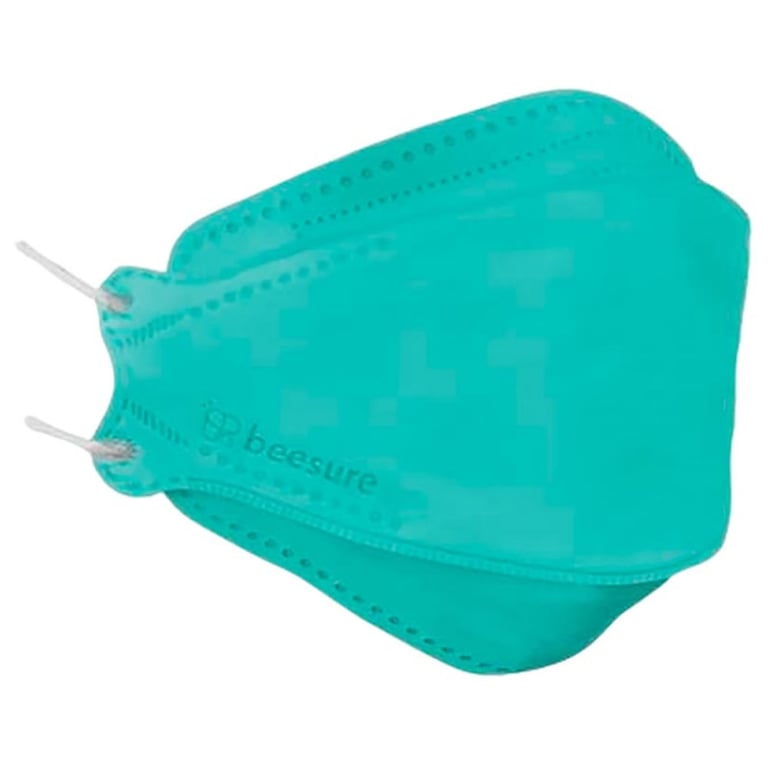 BeeSure Radiant Earloop Face Mask, Aqua, 40/Box. Distinctively built 3D Design to maintain