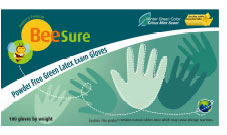 BeeSure Latex Gloves: Medium, Non-Sterile, Powder-Free, Micro-Textured, Citrus Mint scented, Green