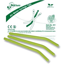 BeeSure Air/Water Syringe Tips - Green with Core 250/Pack. Interchangeable with most syringe tips