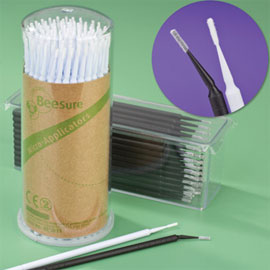 BeeSure Micro Applicators - Tubes, Tapered, Black & White 400 (200 Black and 200 White). Bendable