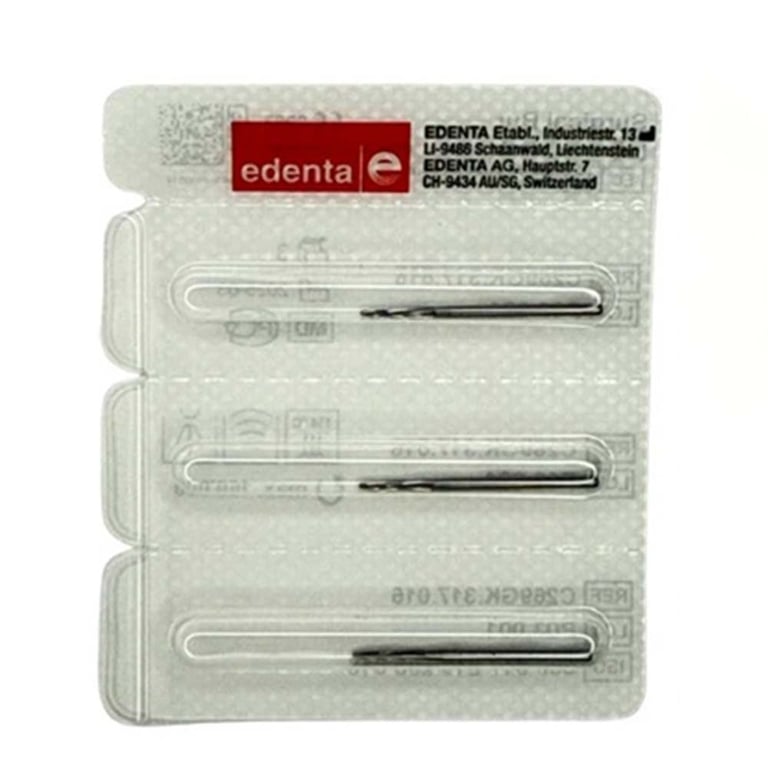 Edenta FGXXL #C269GK.317.016 Endo Access Carbide Bur, 3/Pk. Designed with a long conical blade