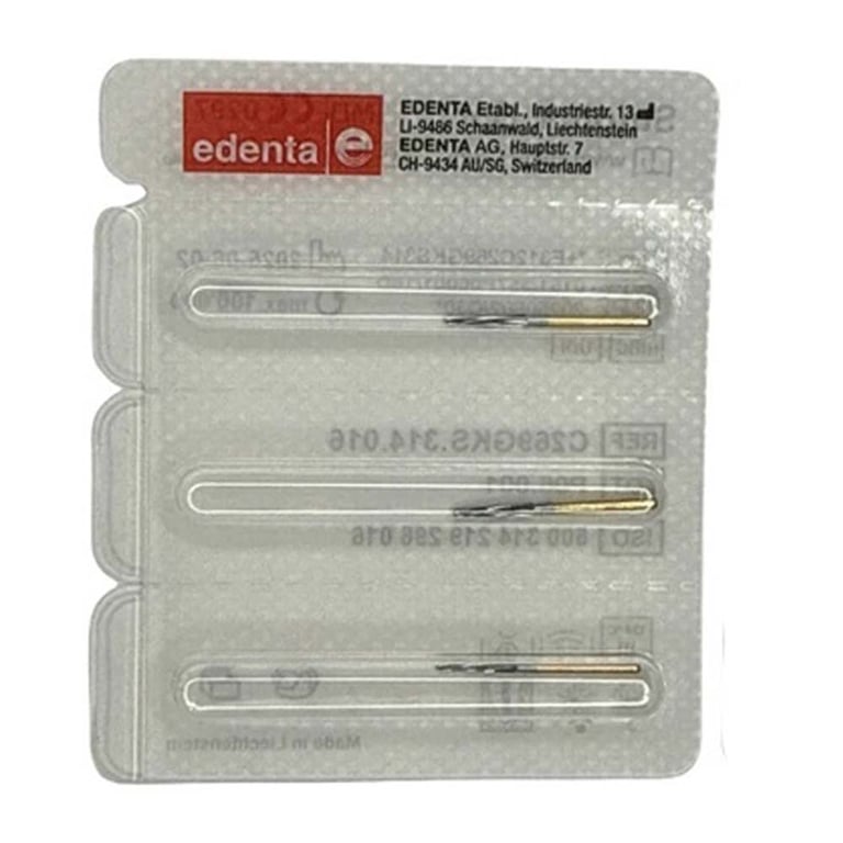 Edenta FG #C269GKS.314.016 Endo Access Carbide Bur, 3/Pk. Special endodontic bur with a long
