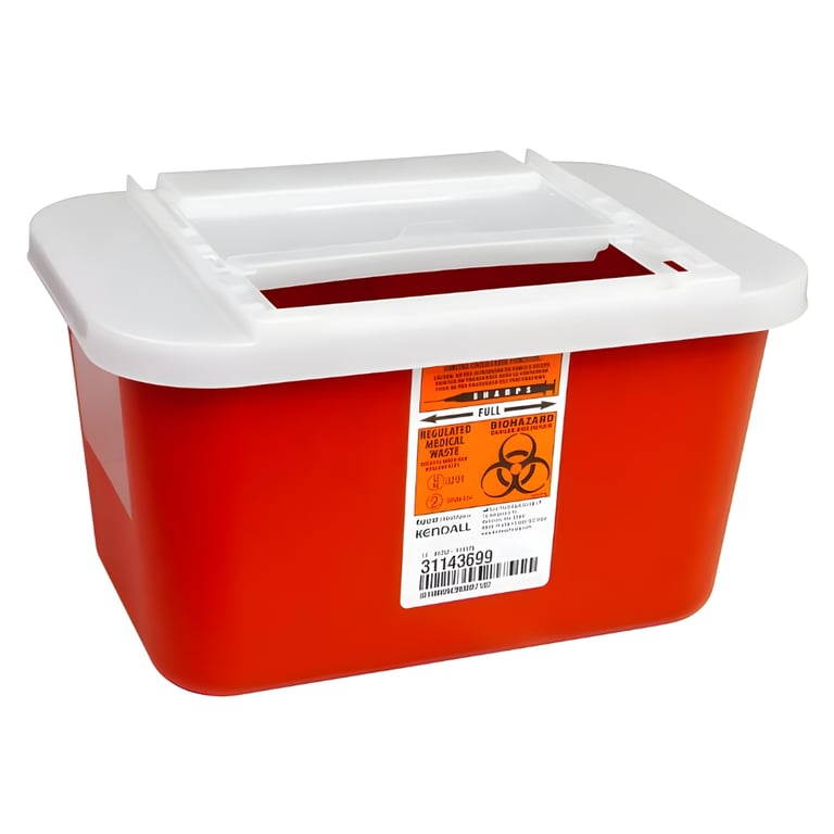 Elim Preferred Services 1 Gal/4 Qt Sharps Container, Red, 1/Pk. Features a horizontal slide-top