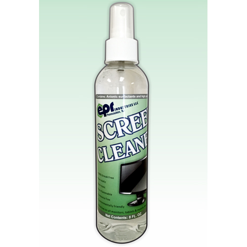 EPR Screen cleaner, 8oz bottle with microfiber cloth. Effective on all monitors, tablets & mobile